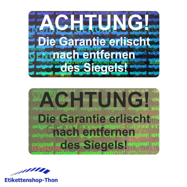 Hologramm VOID - Sicherheitsetiketten "ACHTUNG!" auf Rolle - 40 x 20 mm - 1000 Stück - außen